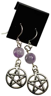 (image for) Amethyst Pentagram earrings
