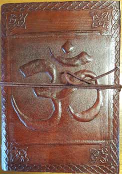 (image for) 5" x 7" Om leather blank book w/ cord - Click Image to Close