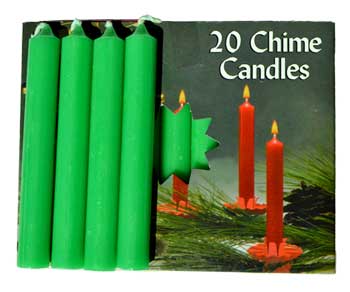 3/8" Emerald Green Chime candle 20 pack