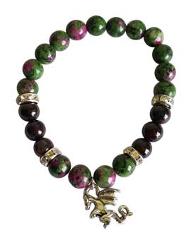 (image for) 8mm Ruby Zoisite/ Garnet with Dragon